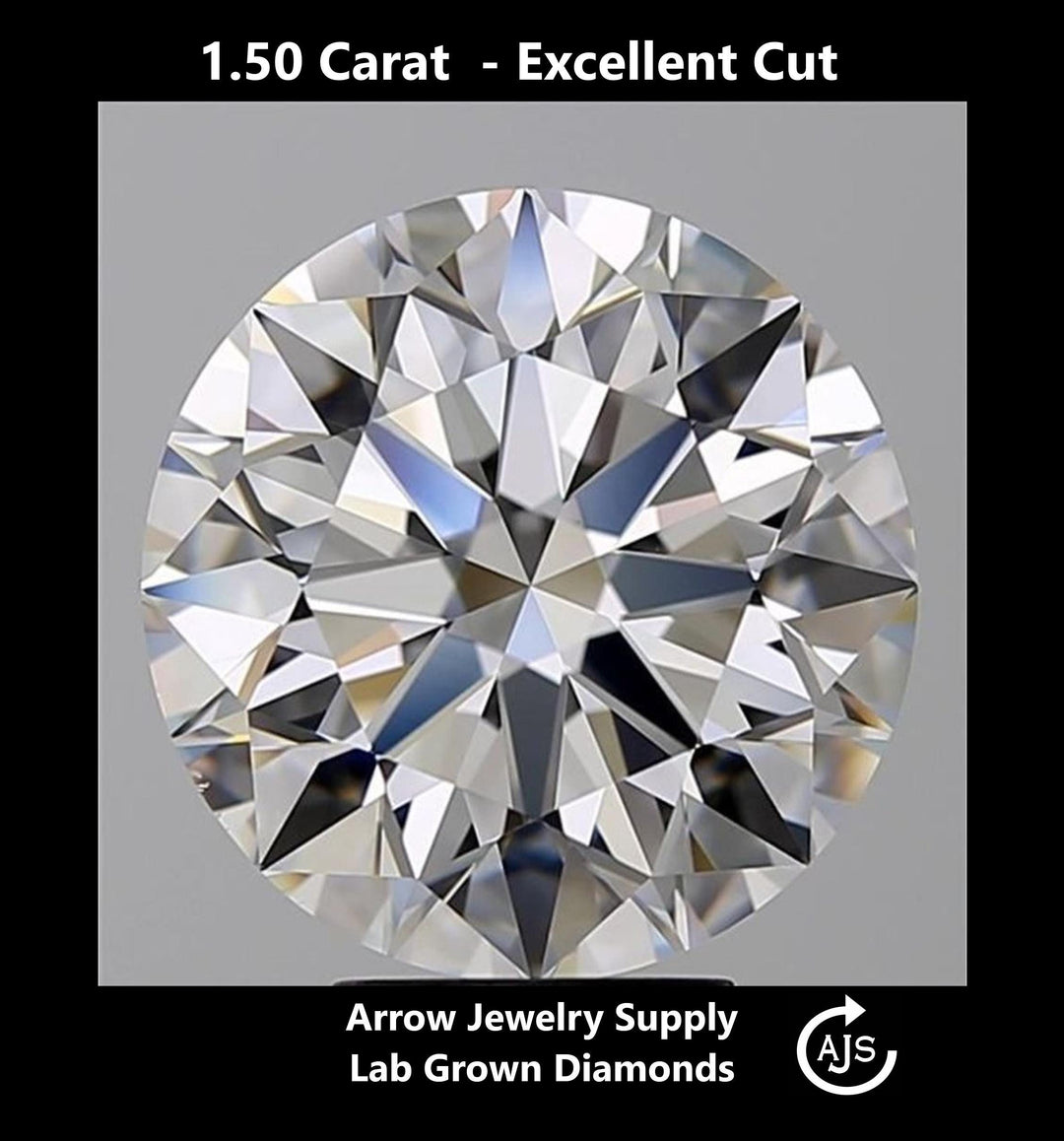 Certified 1.50 Carat Round Lab Grown Diamond  - Excellent Cut - Select from Clarity/Color Grades: VVS1 D VVS2 E VS1 F VS2 G H