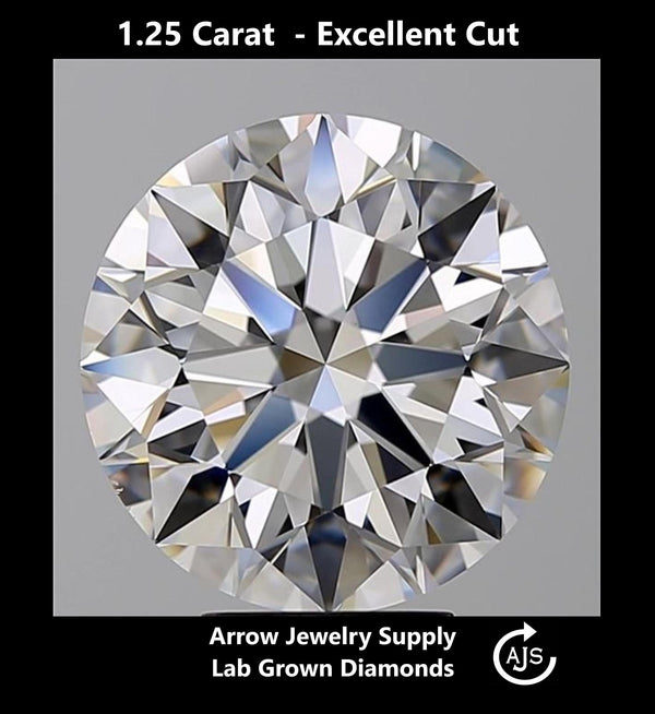 Certified 1.25 Carat Round Lab Grown Diamond  - Excellent Cut - Select from Clarity/Color Grades: VVS1 D VVS2 E VS1 F VS2 G H
