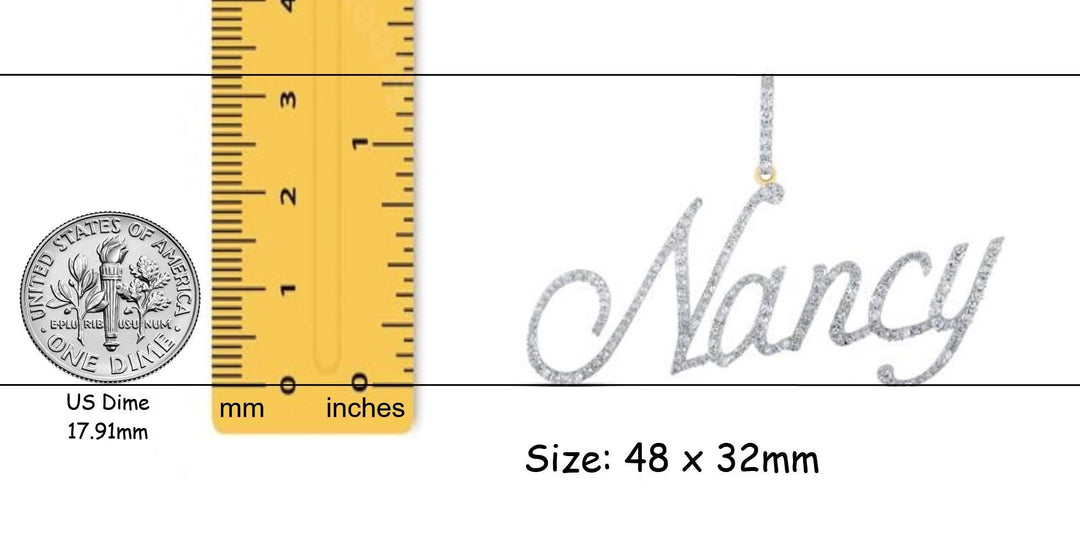 Diamond Name Necklace, 10K Solid Gold - My Name or a Word in Diamonds Pendant - Personalized Custom Made Jewelry