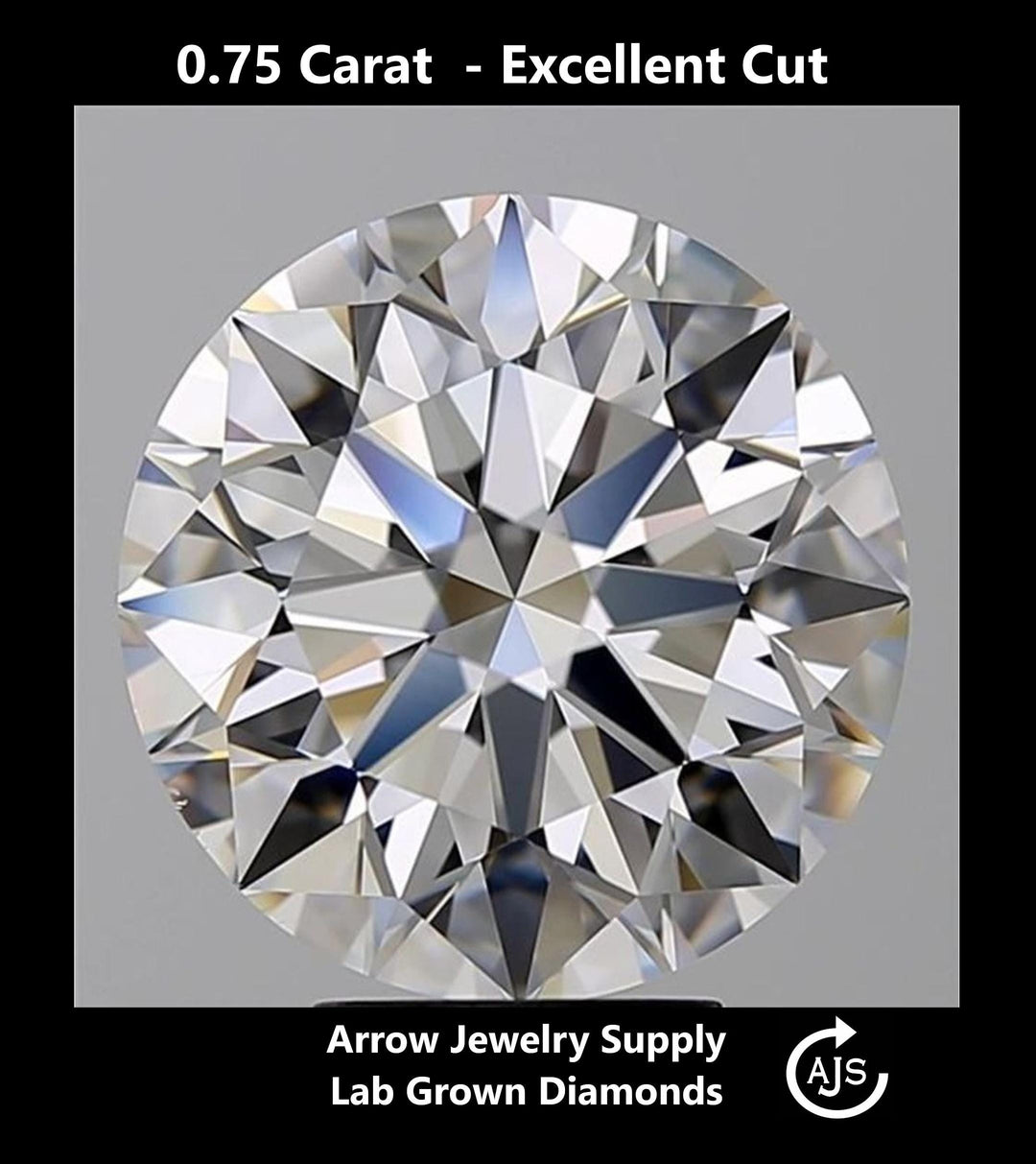 Loose Certified Lab Grown Round Diamond 0.75-carat - Excellent Cut - Clarity/Color Grades: VVS1 D VVS2 E VS1 F VS2 G H