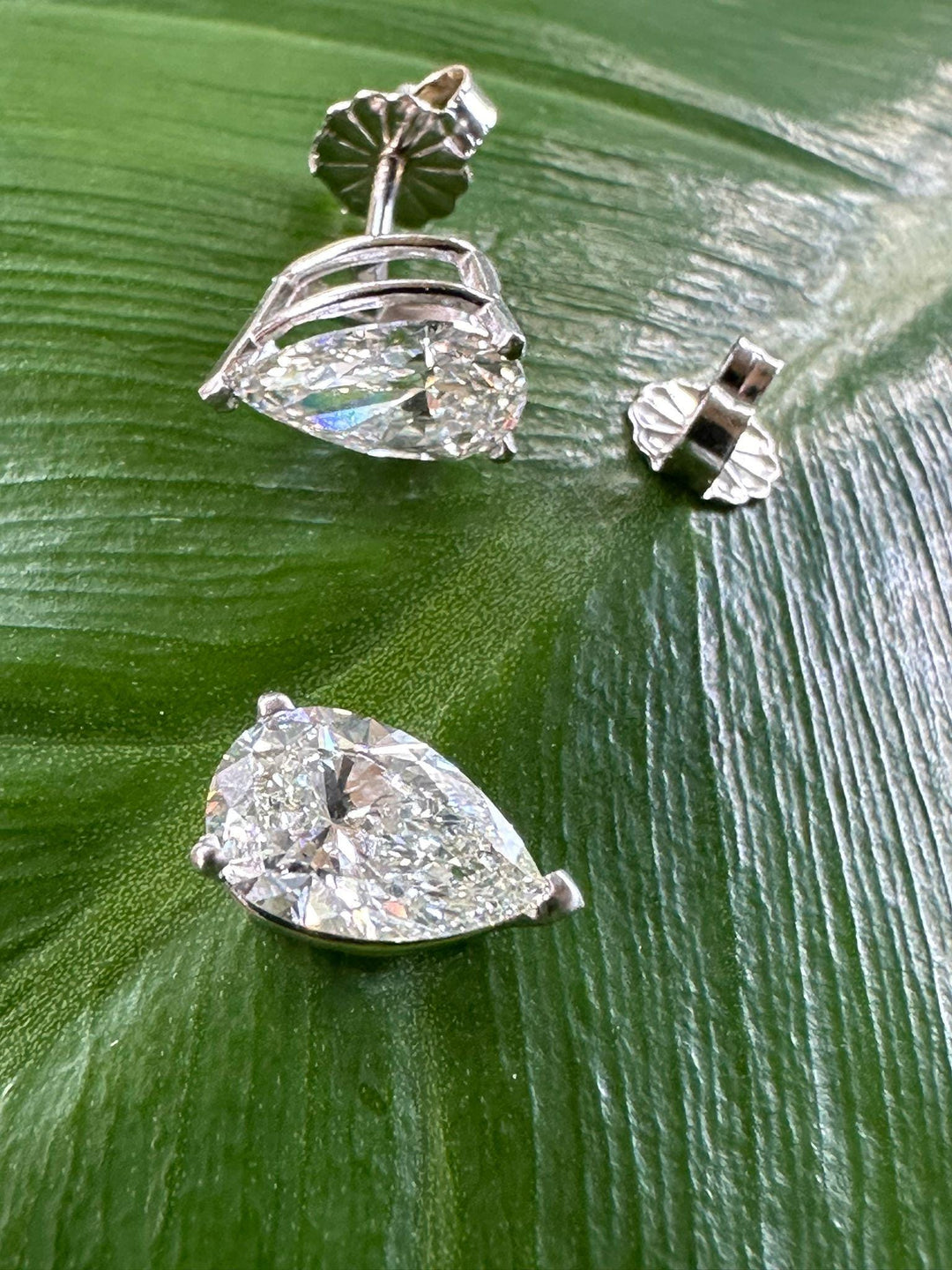 Certified 2 Carat tw Pear Shape Diamond Stud Earrings set in 14K White Gold