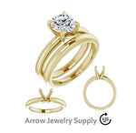 Load image into Gallery viewer, Solitaire Ring Mounting - Yellow and White 14K 18K Gold or Platinum - 4 Tapered claw-prong Engagement Ring Design
