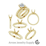 Load image into Gallery viewer, Solitaire Ring Mounting - Yellow and White 14K 18K Gold or Platinum - 4 Tapered claw-prong Engagement Ring Design

