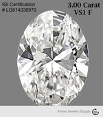 Load image into Gallery viewer, Certified 3 Carat Oval cut Lab Grown Loose Diamond Clarity/Color VS1 F - with IGI Certification
