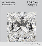 Load image into Gallery viewer, Certified 2 Carat Princess cut Lab Grown Loose Diamond Clarity/Color VVS2 F - IGI Certification
