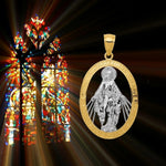 Load image into Gallery viewer, Miraculous Medal Pendant in 14K Gold and Rhodium - with Chain Options
