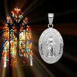 Load image into Gallery viewer, Solid 14K Oval Miraculous Medal Pendant - with Chain Options
