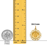 Load image into Gallery viewer, 14k Saint Anne Medal Charm Pendant With Fancy Filigree Lace Border - with Chain Options
