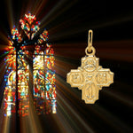 Load image into Gallery viewer, 4 Way Medal Cross - I Am A Catholic - Pendant Charm in Solid 14K Gold - with Chain Options
