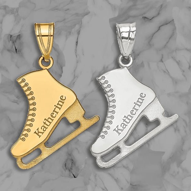Personalized Ice Skating Pendant for Necklace in Silver or Gold