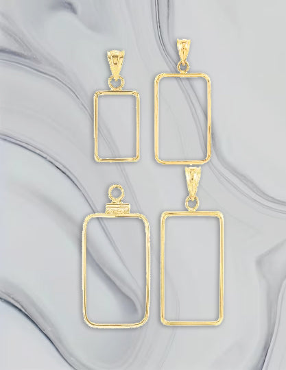 Gold Bar Pendant Frame Bezel for Swiss Credit Pamp Suisse 1 Gram, 2.5 Gram, 5 Gram, 10 gram, 20 grams, 1/2 Ounce and 1 oz Gold Bar