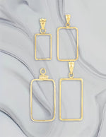 Load image into Gallery viewer, Gold Bar Pendant Frame Bezel for Swiss Credit Pamp Suisse 1 Gram, 2.5 Gram, 5 Gram, 10 gram, 20 grams, 1/2 Ounce and 1 oz Gold Bar
