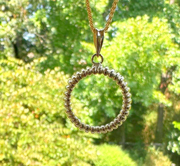 14K Yellow Gold Coin Bezel Mounting Pendant - 4 Different Sizes - Polished Fluted Prong Coin Bezel Pendant - with Chain Options