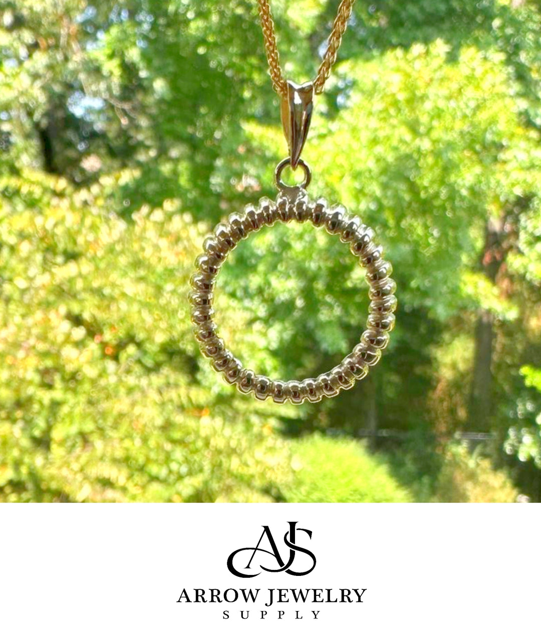 14K Yellow Gold Coin Bezel Mounting Pendant - 4 Different Sizes - Polished Fluted Prong Coin Bezel Pendant - with Chain Options