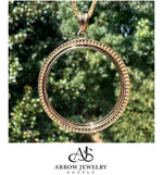 Load image into Gallery viewer, 14K Yellow Gold Coin Bezel Mounting Pendant - Polished and Beaded Prong Coin Bezel Pendant - with Chain Options
