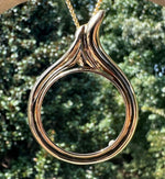 Load image into Gallery viewer, 14K Yellow Gold Coin Bezel Mounting Pendant - 9 Different Sizes - Polished Curved Teardrop Prong Coin Bezel Pendant - with Chain Options
