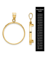 Load image into Gallery viewer, 14K Gold Coin Bezel Mounting Pendant - 22 Different Sizes - Solid Gold - for Making Coin Jewelry U.S. and Foreign - Diamond-cut Rim
