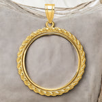 Load image into Gallery viewer, 14K Yellow Gold Coin Bezel Mounting Pendant - 7 Different Sizes - Polished Casted Rope Prong Coin Bezel Pendant with Chain Options
