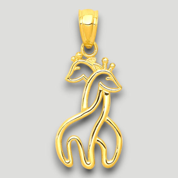 14K Yellow Gold Polished Interlocking Giraffes Pendant with Chain Necklace options