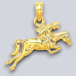 Load image into Gallery viewer, 14K Yellow Gold Jockey on Jumping Horse Charm with Chain Necklace options
