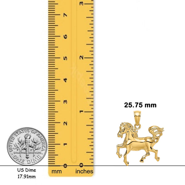 14K Yellow Gold Horse Charm with Chain Necklace options