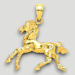 Load image into Gallery viewer, 14K Yellow Gold 3-D Horse Trotting Charm with Chain Necklace options
