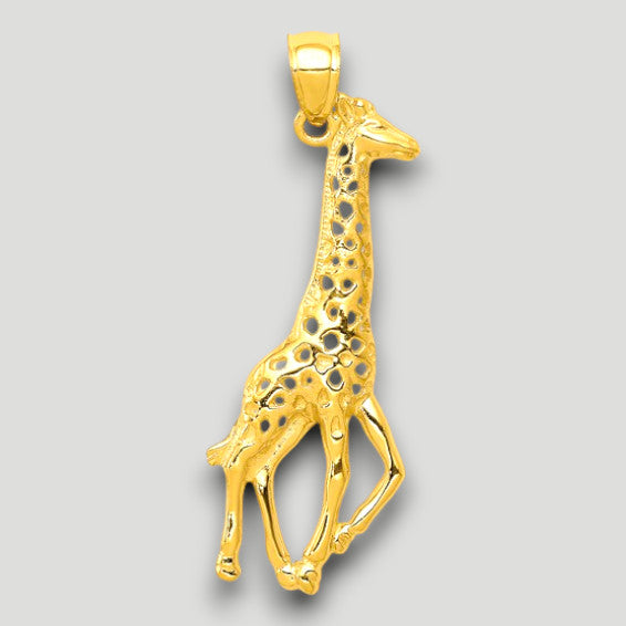 14K Yellow Gold Giraffe Pendant with Chain Necklace options