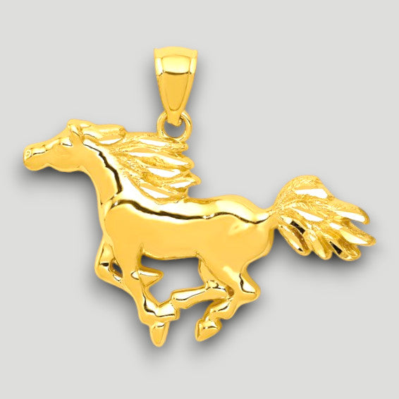 14K Yellow Gold Polished Horse Pendant with Chain Necklace options