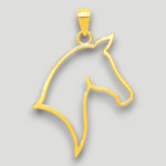 Load image into Gallery viewer, 14K Yellow Gold Polished Cut Out Horse Head Pendant with Chain Necklace options
