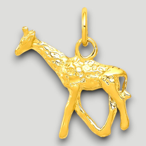 14K Yellow Gold Solid Polished 3-D Giraffe Charm with Chain Necklace options