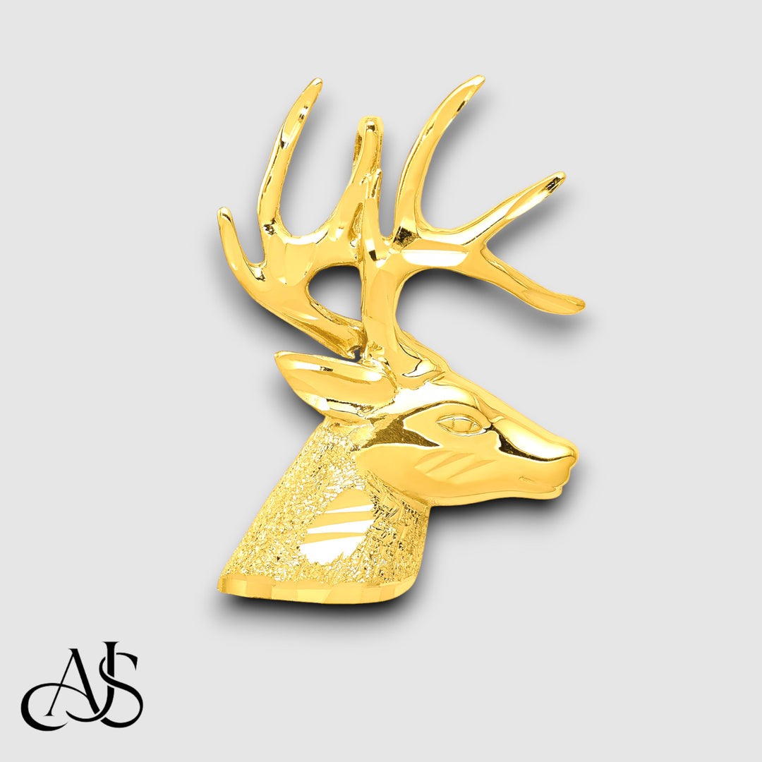 14K Yellow Gold Laser Cut Deer Charm with Chain Necklace options