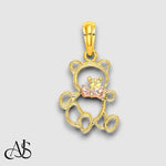 Load image into Gallery viewer, 14K Two-Tone Cut-out Teddy Bear w/ Bow Tie Charm with Chain Necklace options
