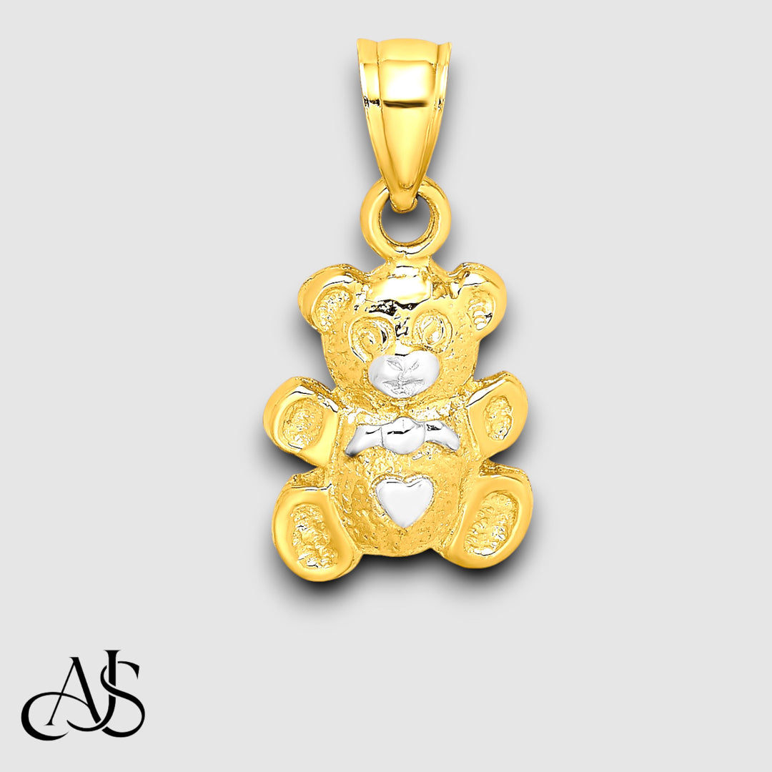 14K Yellow Gold Teddy Bear Charm with Necklace Chain Options