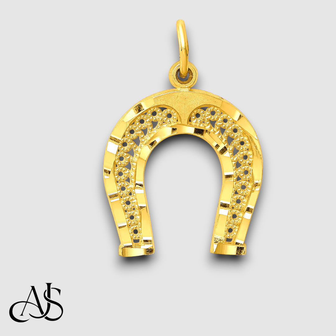 14K Yellow Gold Horseshoe Charm with Chain Necklace options