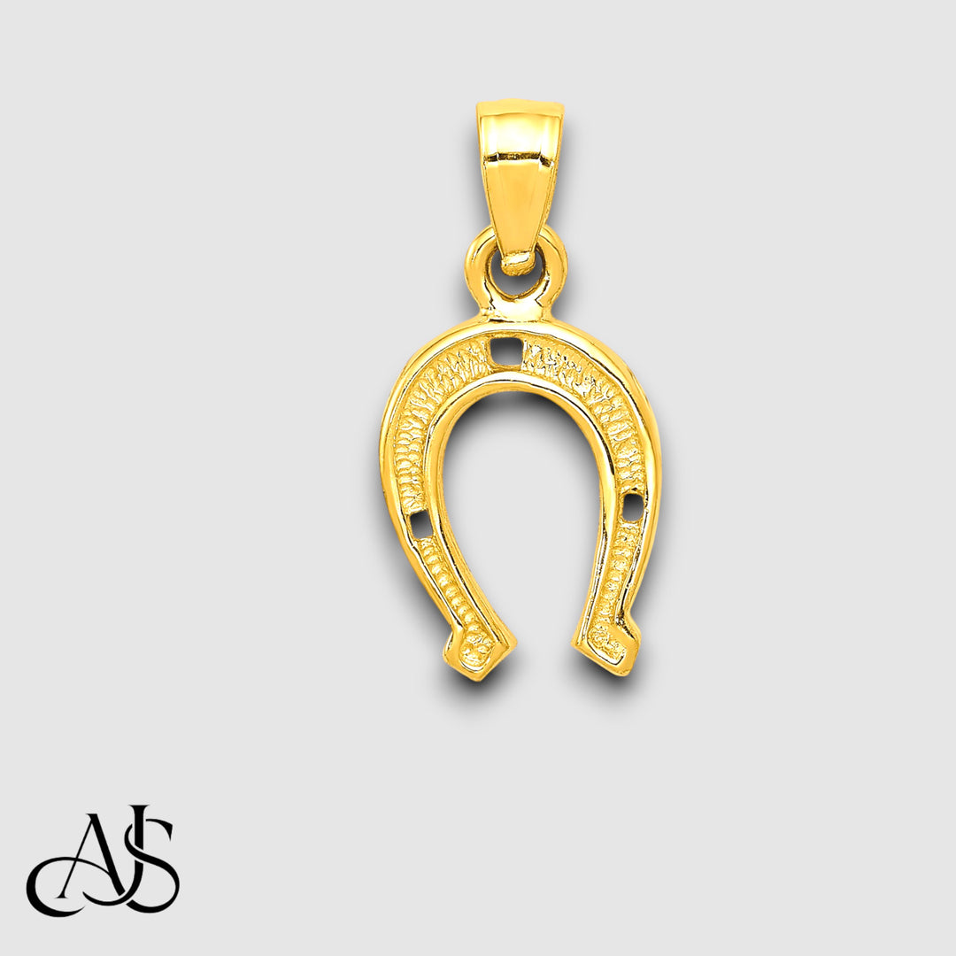 14K Yellow Gold Horseshoe Pendant with Chain Necklace options