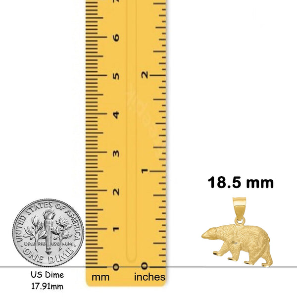 14K Yellow Gold Diamond-cut Bear Pendant with Chain Necklace options