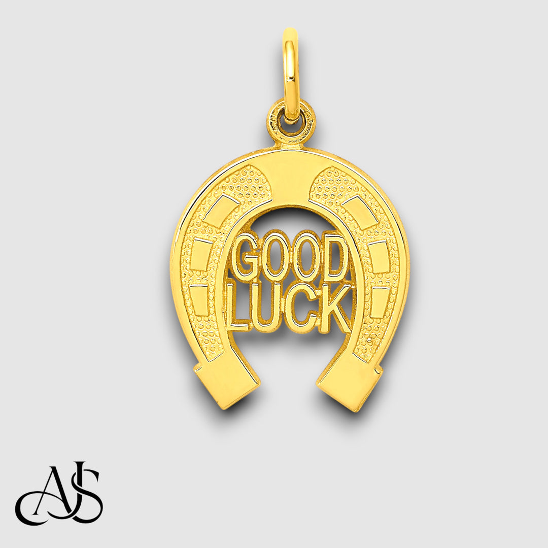 14K Yellow Gold Horseshoe Charm with Chain Necklace options
