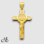 Load image into Gallery viewer, 14K Yellow Gold San Benito 2-Sided Crucifix Pendant with Chain Necklace options
