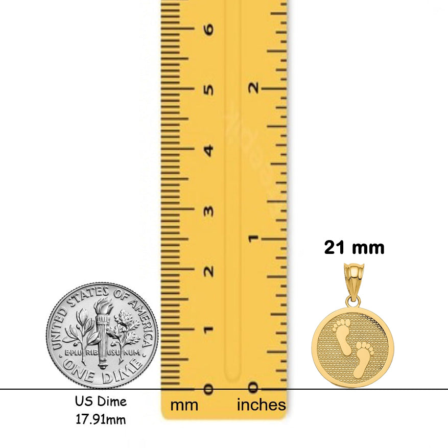 14K Yellow Gold Polished Reversible Have Faith/Footprints Pendant with Chain Necklace options