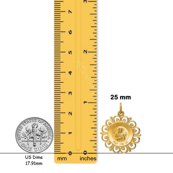 14K Yellow Gold Saint Theresa Medal Charm with Chain Necklace options