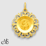 Load image into Gallery viewer, 14K Yellow Gold Polished/Satin Spanish 1st Communion Medal Hollow Pendant with Chain Necklace options
