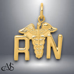 Load image into Gallery viewer, 14K Yellow Gold RN Registered Nurse Charm with Chain Necklace options
