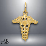 Load image into Gallery viewer, 14K Yellow Gold Caduceus Charm with Chain Necklace options
