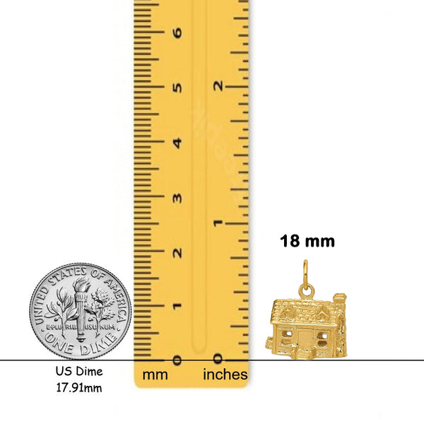 14K Yellow Gold 3-D House Charm with Chain Necklace options
