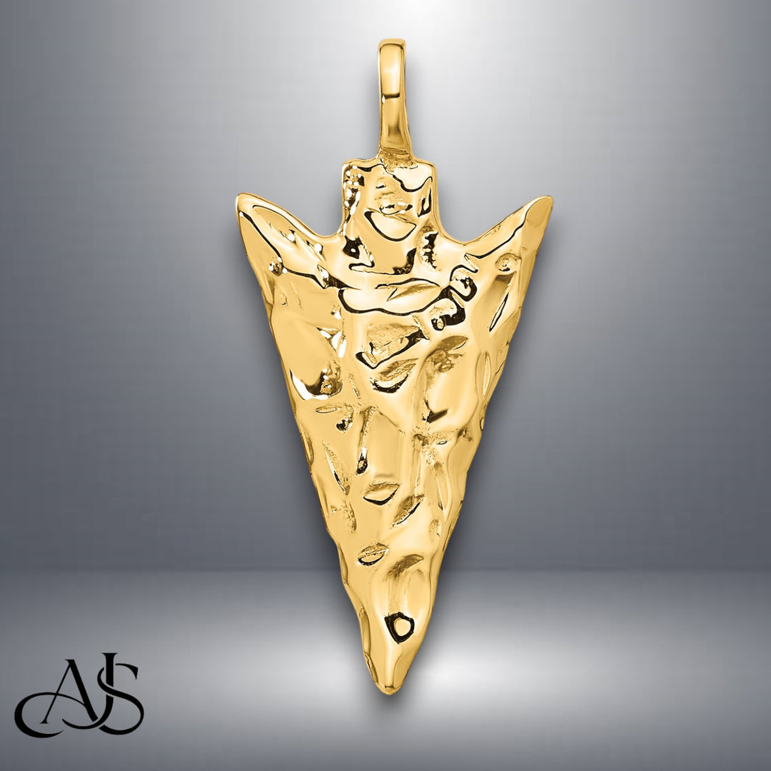 14K Yellow Gold 3D Arrow Head Charm with Chain Necklace options