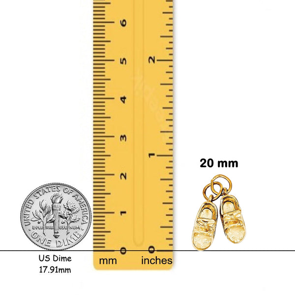14K Yellow Gold 3D Single Baby Shoe Charm with Chain Necklace options
