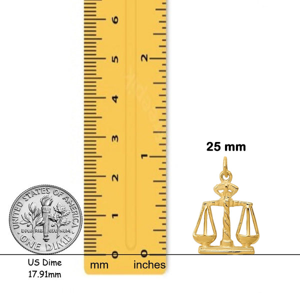 14K Yellow Gold Scales Of Justice Charm with Chain Necklace options