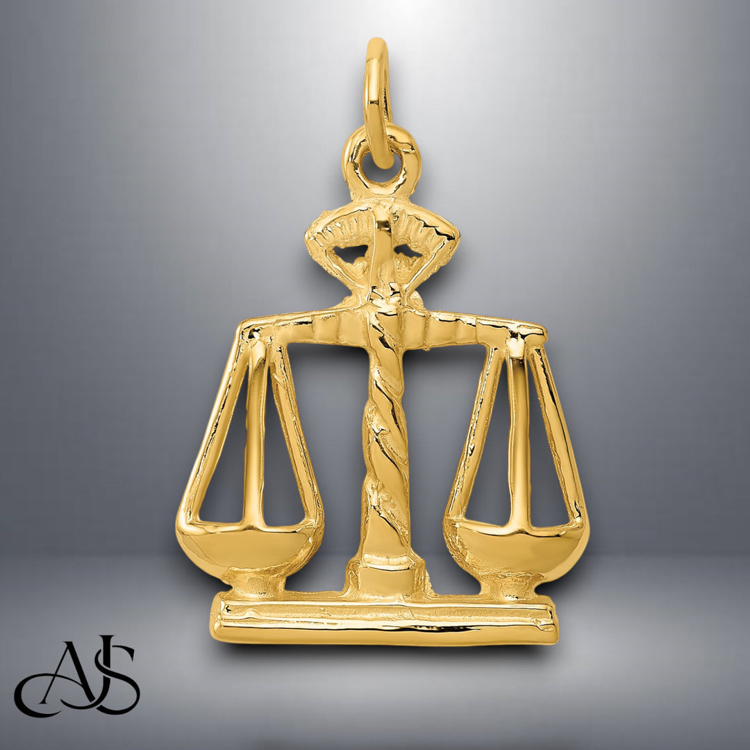 14K Yellow Gold Scales Of Justice Charm with Chain Necklace options