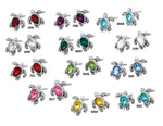 Load image into Gallery viewer, Sterling Silver Birthstone Sea Turtle Earrings with Pear Shape Birthstone
