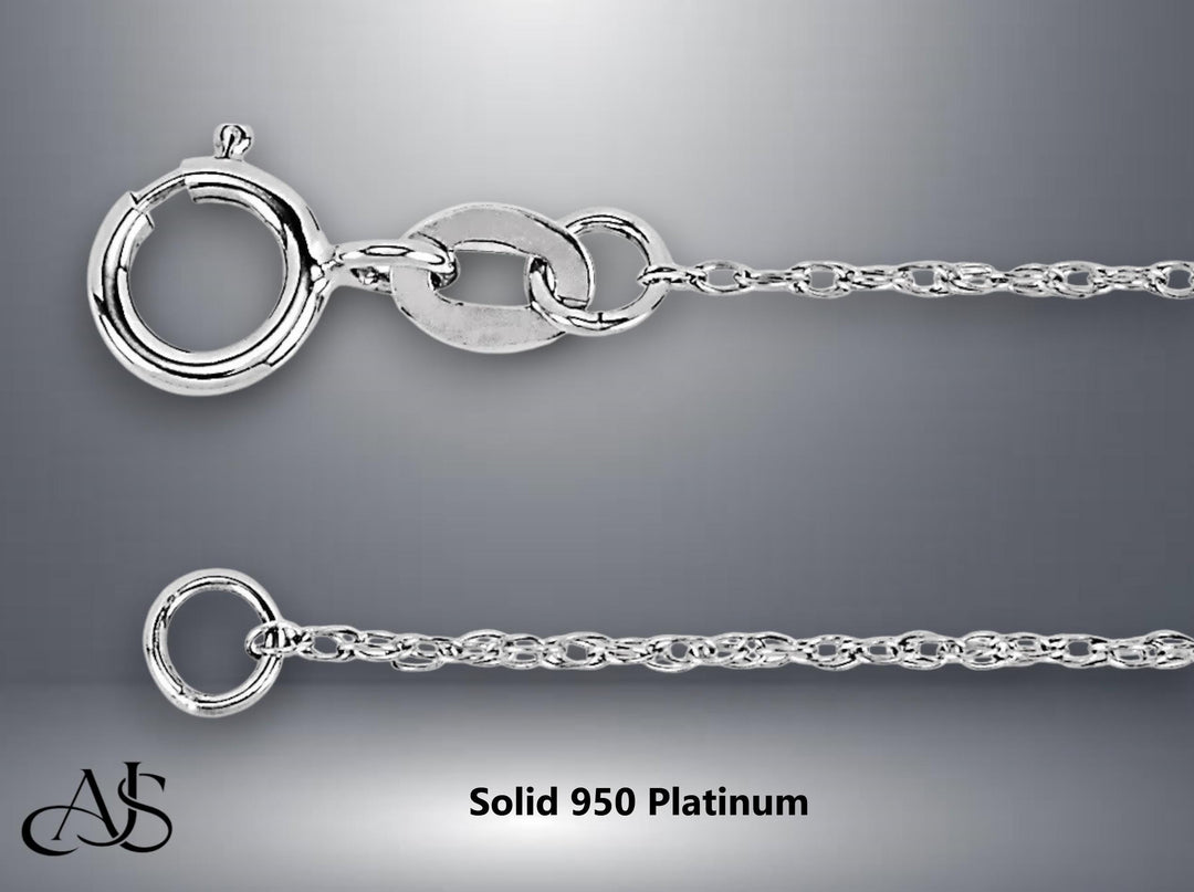 Solid 950 Platinum Pendant Rope Chain 1.0mm Width - Custom Necklace Lengths: 15" 16" 17" 18" 20" 22" 24" 26" 28" and 30" inches
